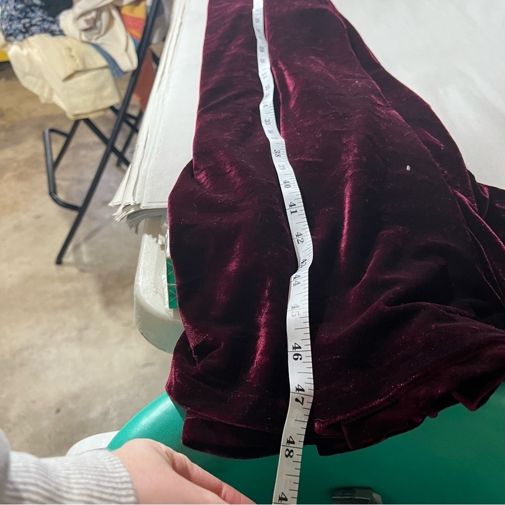 Velvet Burgundy Long Sleeve Maxi Ruffle Shoulder Cottagecore Witchy Prairie - Picture 12 of 12